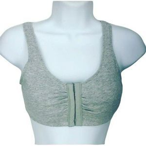 Fruit‎ of the Loom Front Closure Gray Sports Bra With Hook & Eye Design